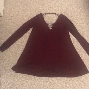 Short float maroon dress with sexy straps